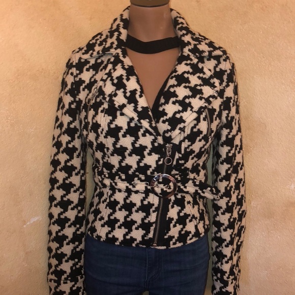 Express wool houndstooth moto style jacket - Picture 2 of 6